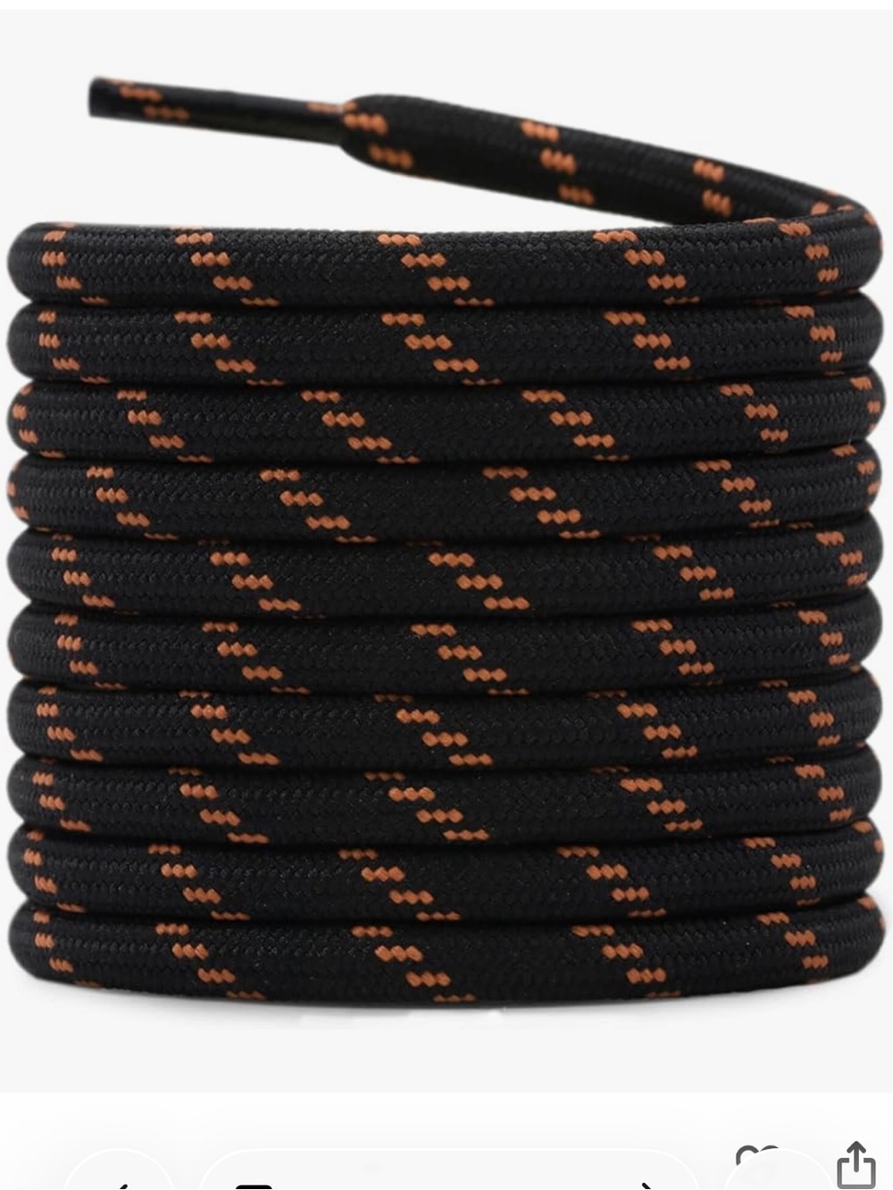 Black and Orange Round Hiking Boot & Combat Boot Laces - Heavy Duty (1 Pair) 63”